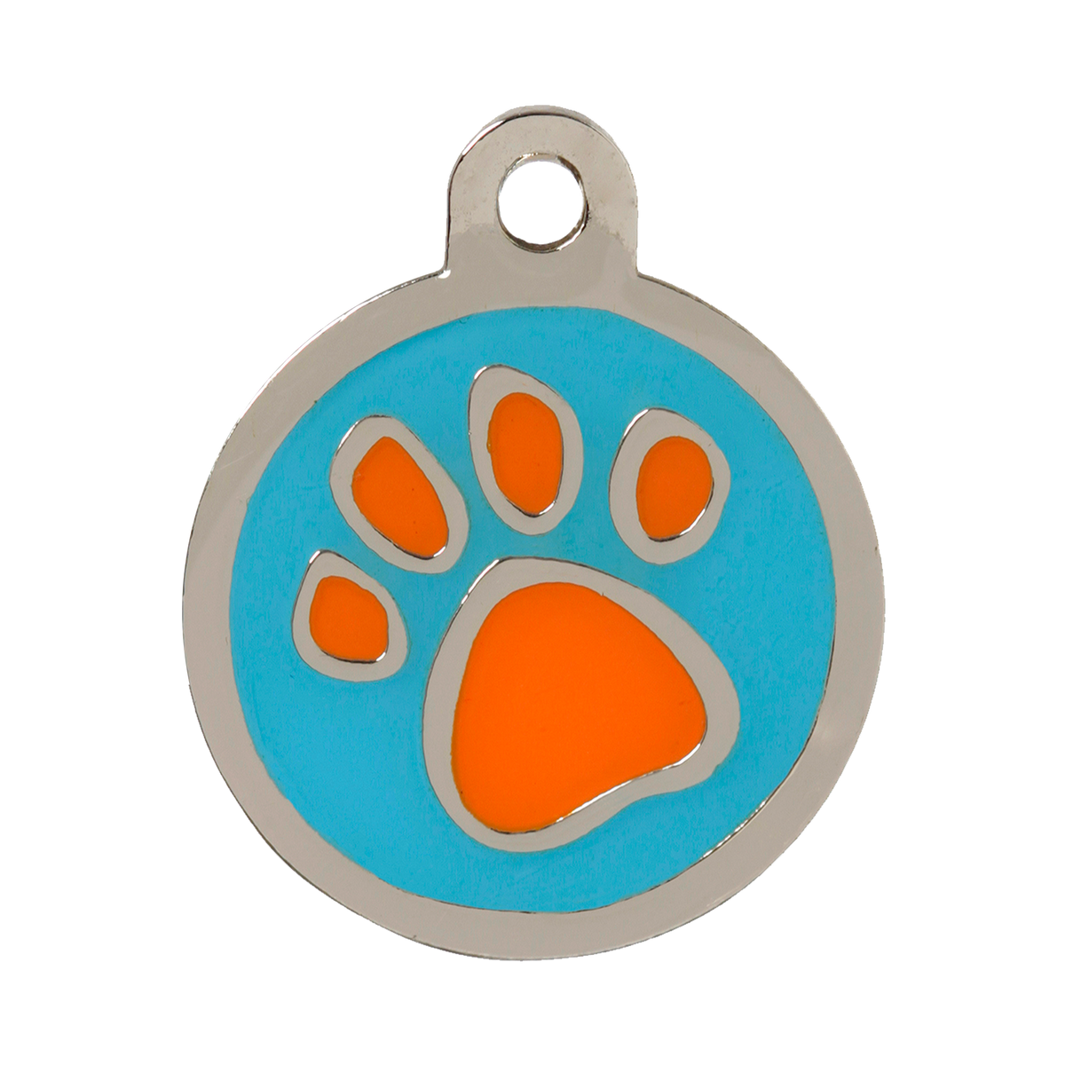 Pawprint Orange & Blue Pet Tag in Small, Medium and Large Shop our