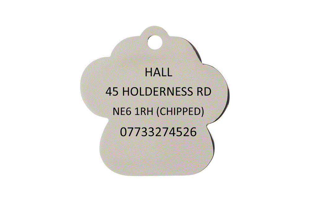 Kennel Club Green Pawprint Dog Tag - Engraved Example