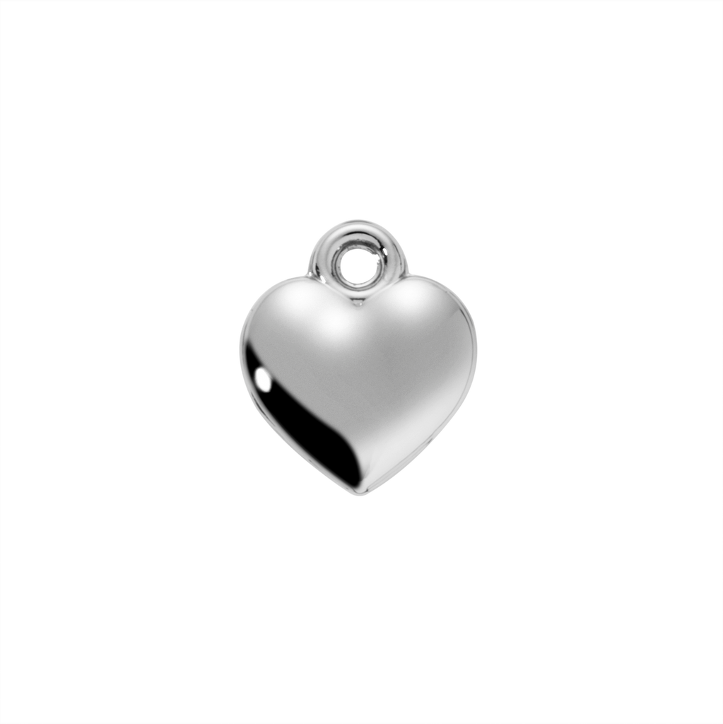 Silver heart-shaped pendant on a white background