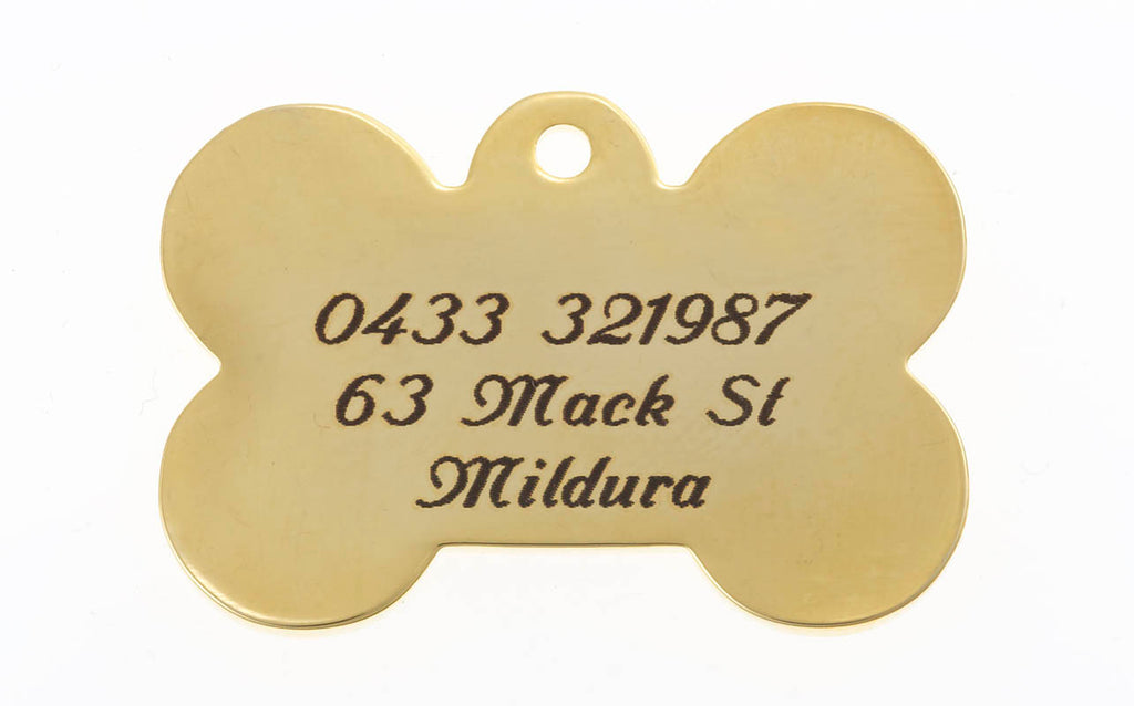 Dolce Small Bling Bone Pet Tag - Back Engraved Example