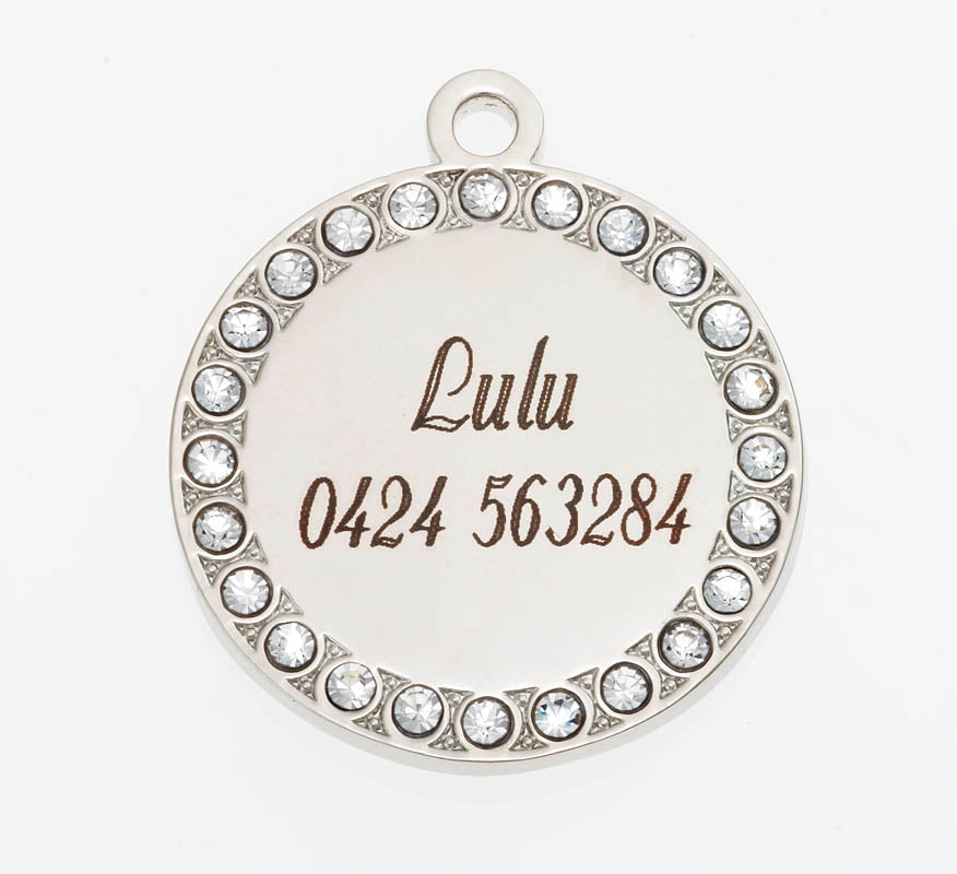 Lulu Bling Round Pet Tag front with engraving example