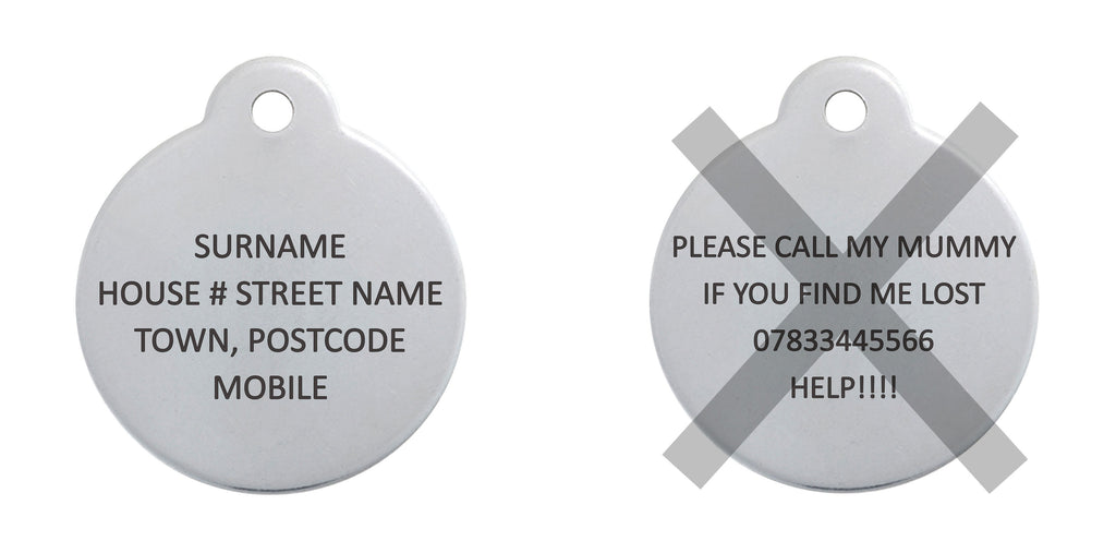 Stainless Steel Round Pet ID Tags - Engraving Guidance