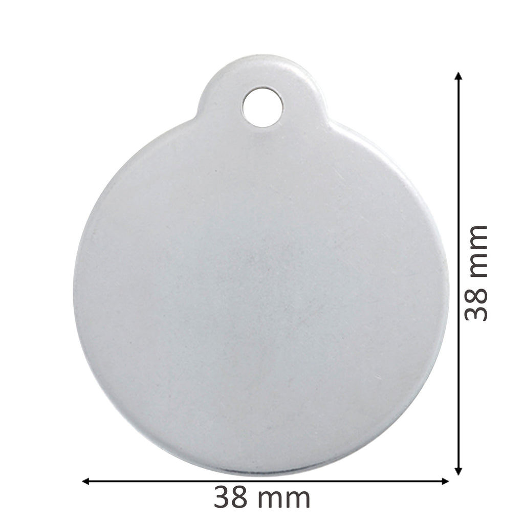 Stainless Steel Round Pet ID Tags - Extra Large