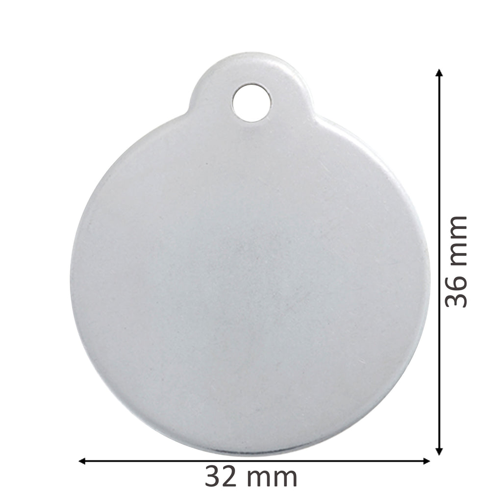Stainless Steel Round Pet ID Tags - Large