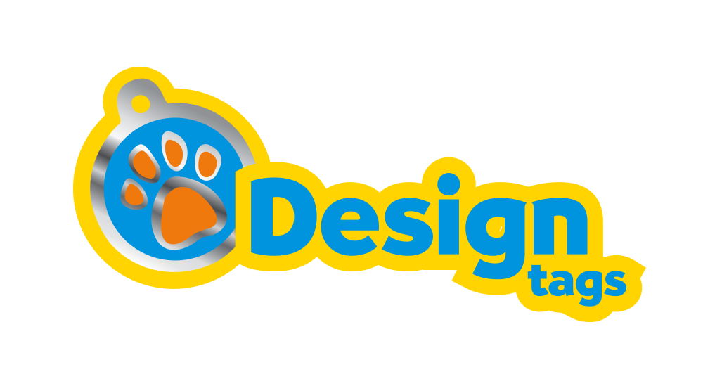 Logo of Design Tags with a paw print design on a white background
