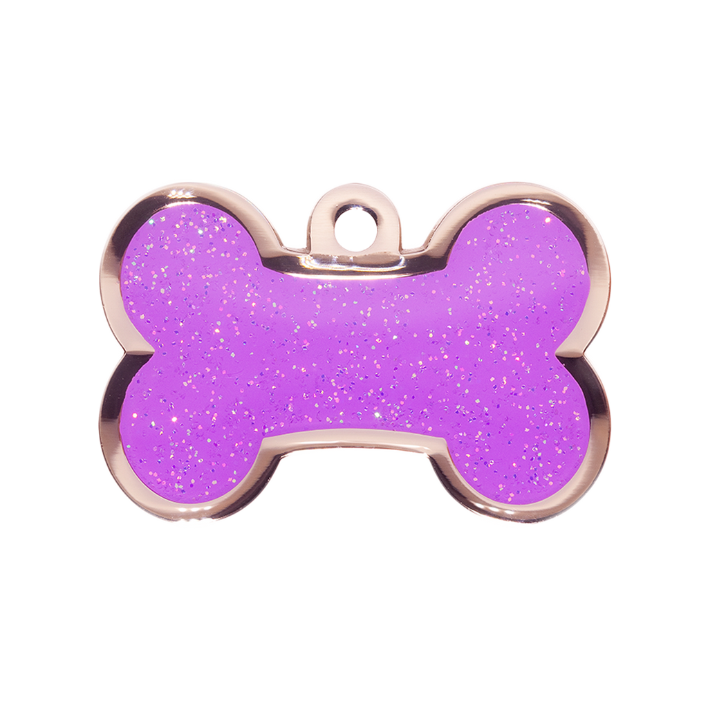 fashion-bone-purple-sparkle-small-id-tag