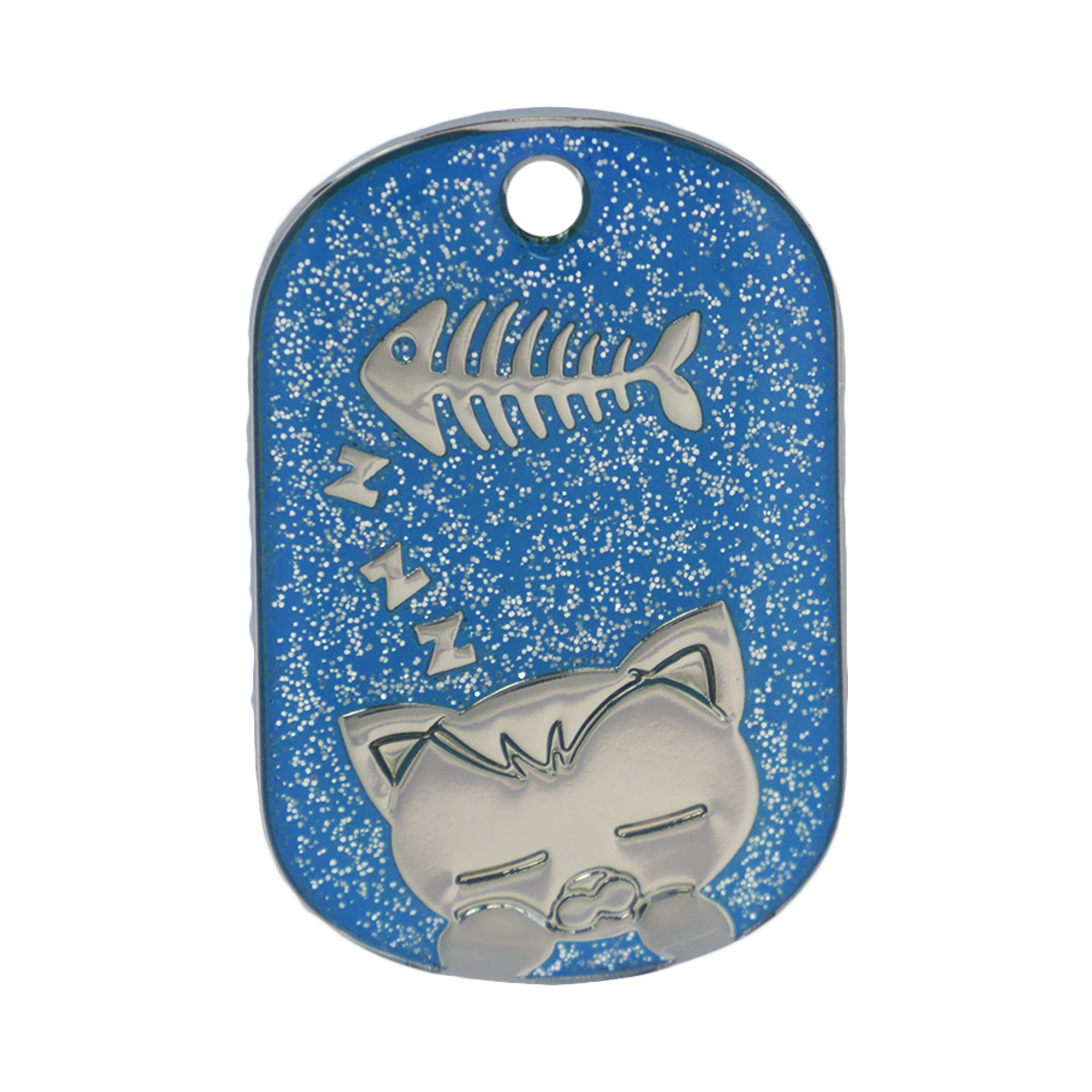 Light Blue Sparkle Sleeping Cat Pet Tag - Shop our Fashion Tags