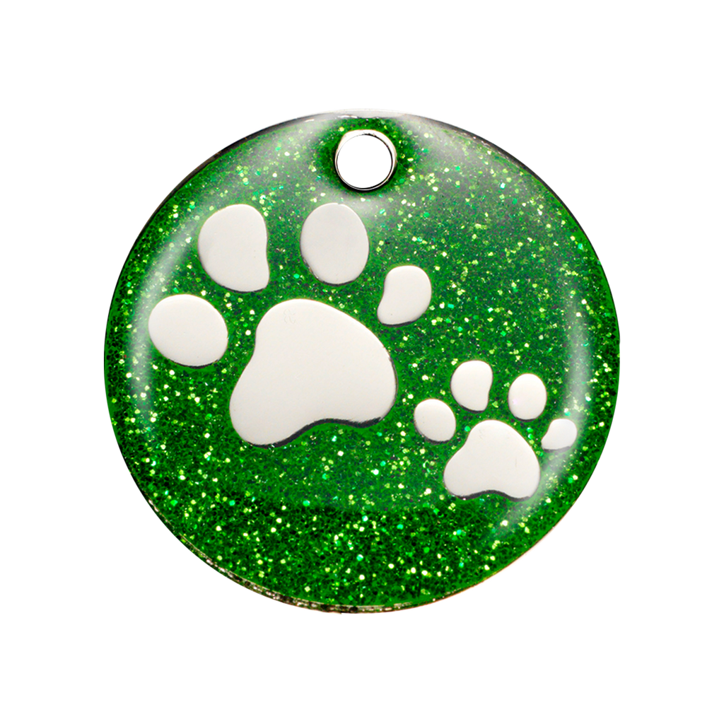 glitter-paws-green-medium-id-tag